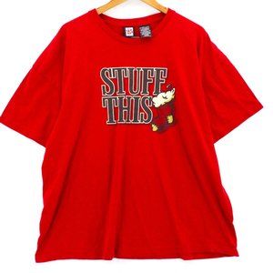 Vintage Dec 25 Shirt Mens Red Short Sleeve Christmas STUFF THIS Cotton Size 3XL